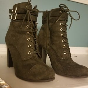 Suede laced heels